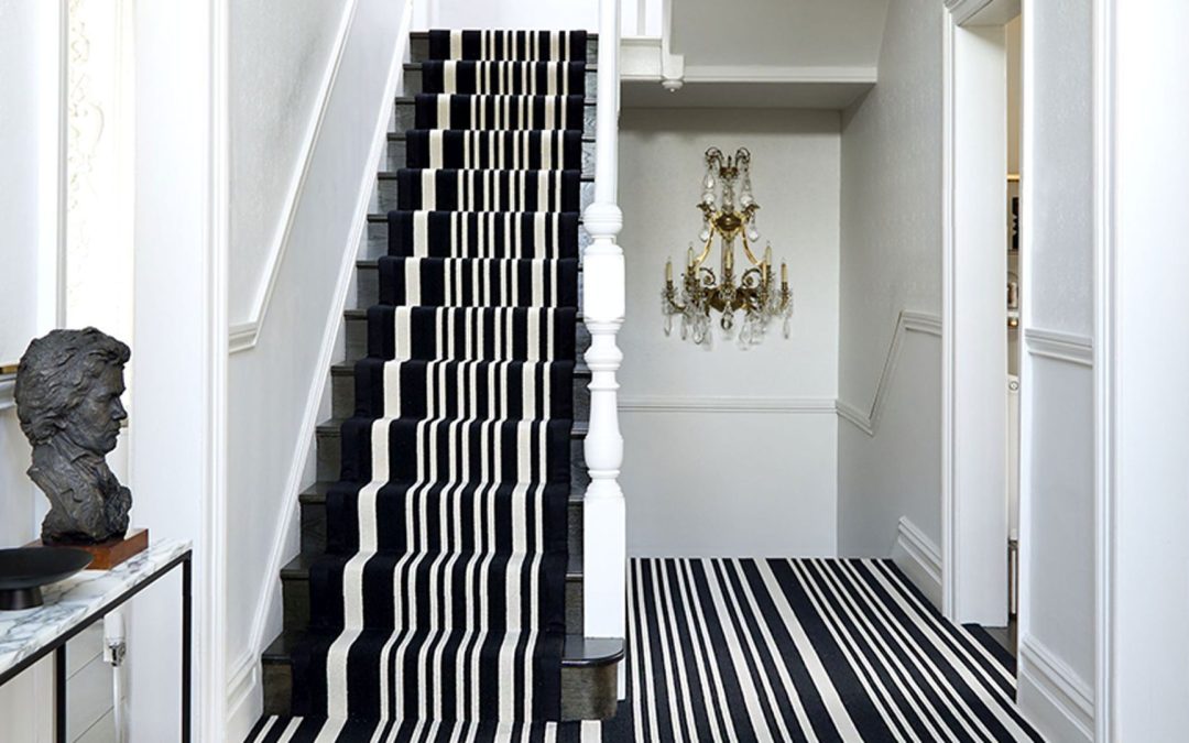 Striped carpets on stairs