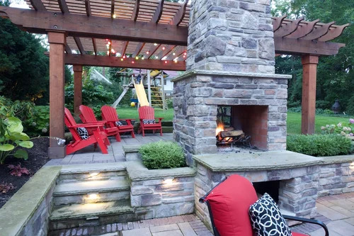 Double-Sided Outdoor Fireplace