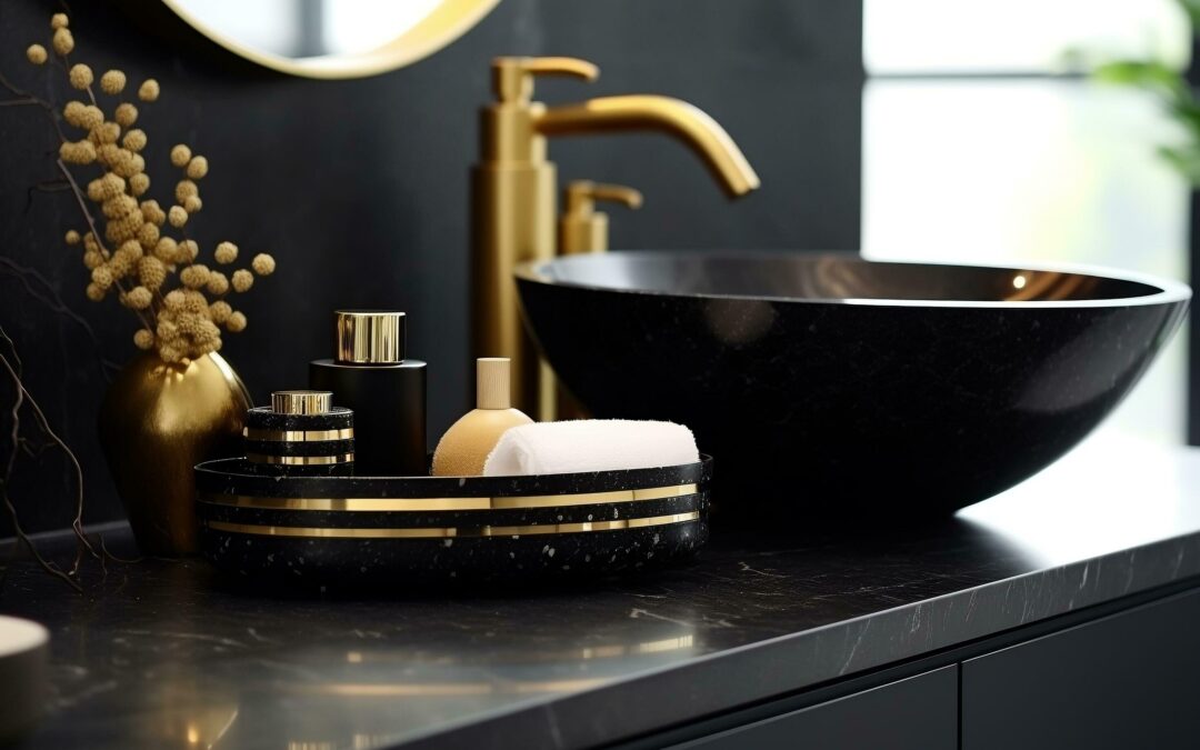 black and gold bathroom