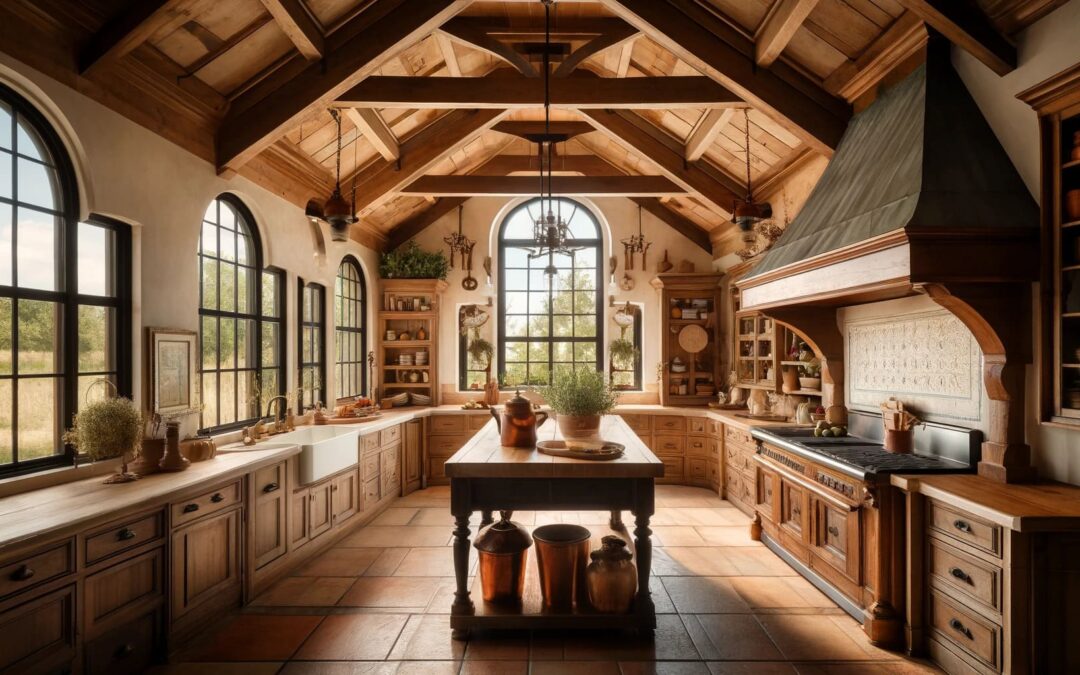 Farmhouse Kitchens with Vaulted Ceilings