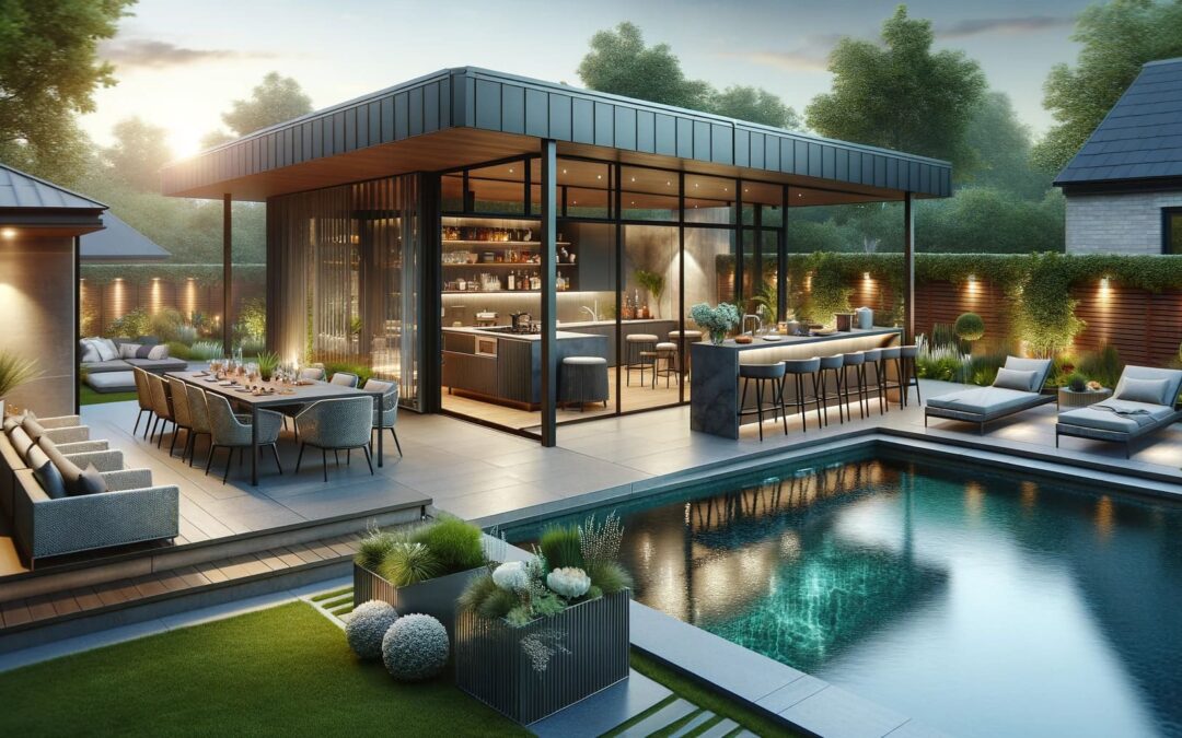 outdoor kitchens into pool house