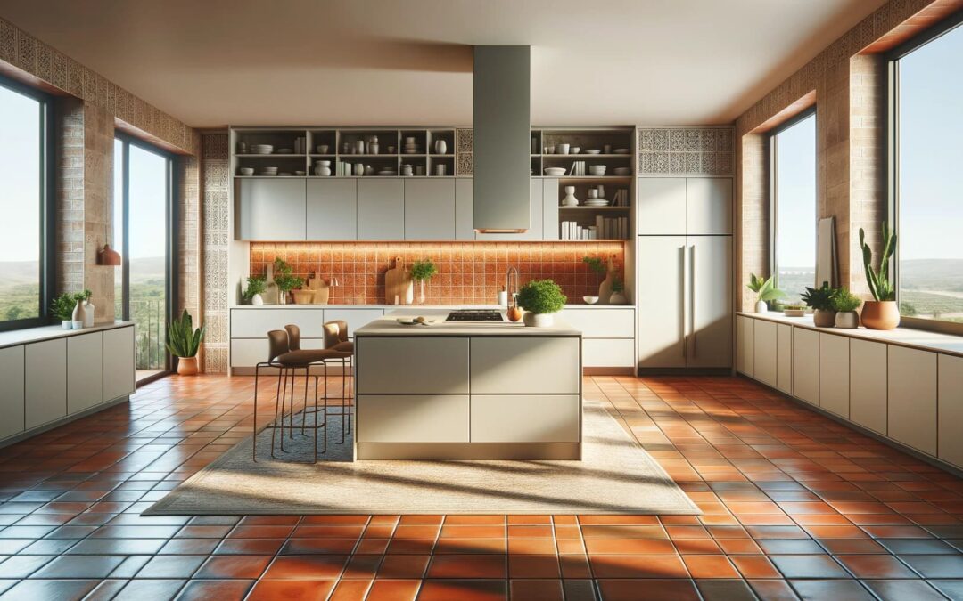 Terracotta flooring in a modern kitchen